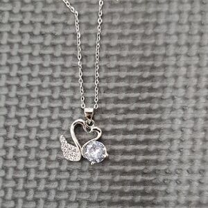 Elegant Silver Swan Pendant Necklace